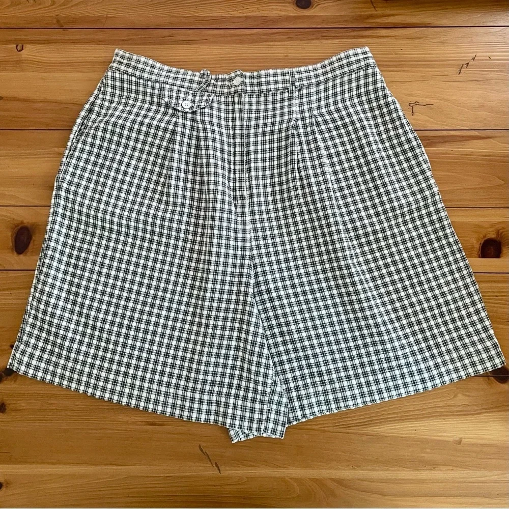 Vintage Karen Scott High-Waisted Cotton Shorts Black/White Check Plaid Size 20W